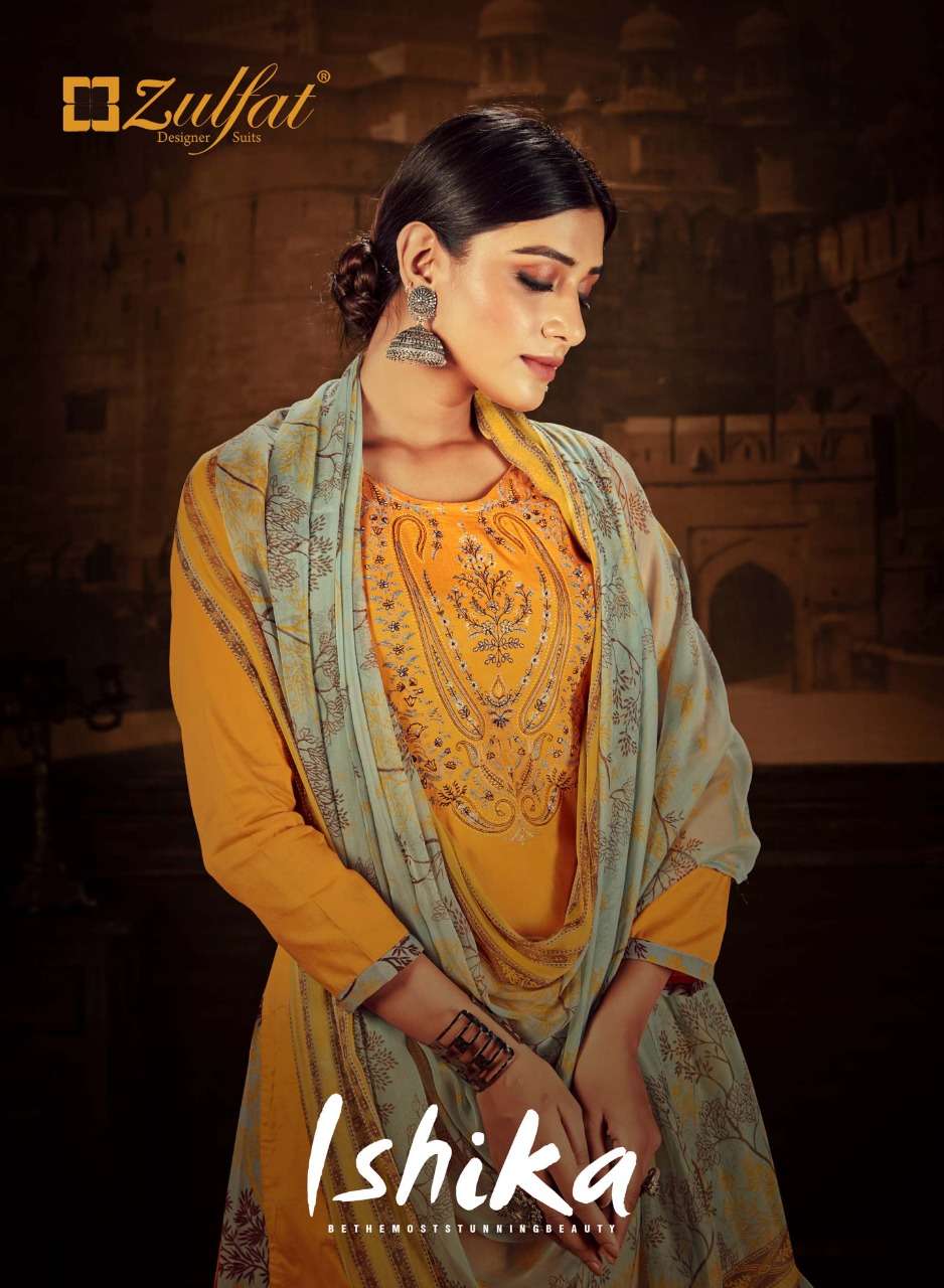 ISHIKA BY ZULFAT 340-001 TO 340-010 SERIES HEAVY COTTON PRINT EMBROIDERY DRESSES