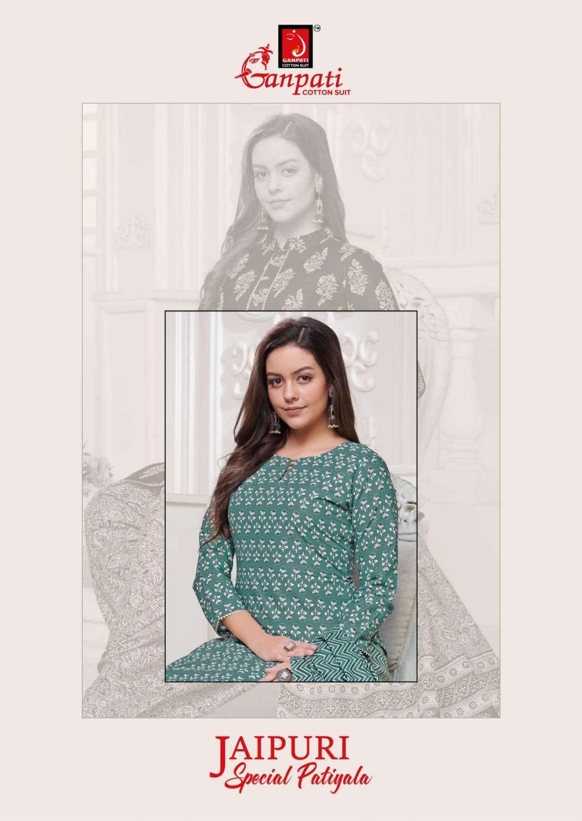 JAIPURI PATIYALA BY GANPATI 101 TO 115 SERIES COTTON PRINT PATIYALA DRESSES