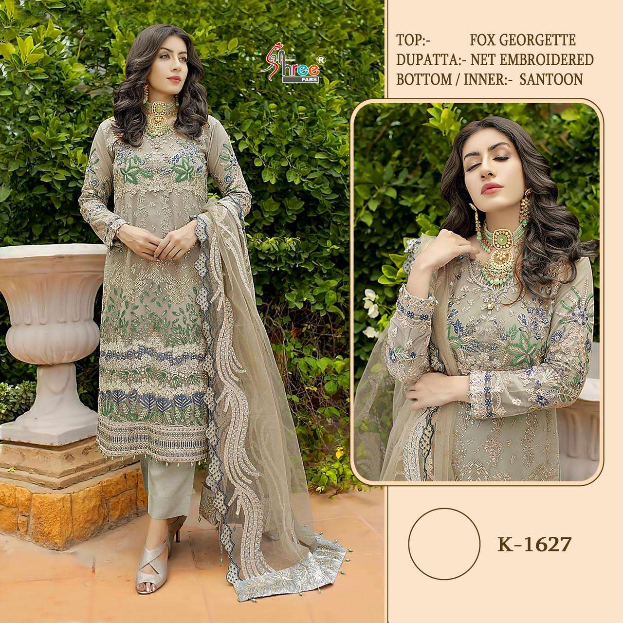 K-1627 HIT DESIGN BY SHREE FABS FAUX GEORGETTE EMBROIDERY PAKISTANI DRESS