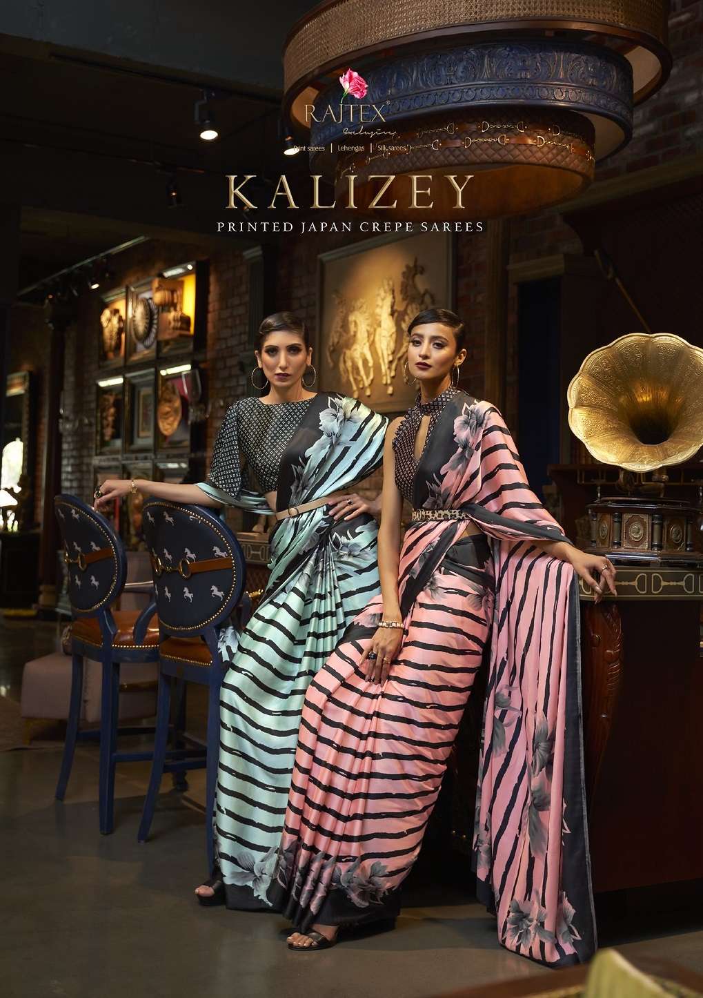 KALIZEY BY RAJTEX 246001 TO 240618 SERIES SATIN JAPANESE CREPE PRINT SAREES