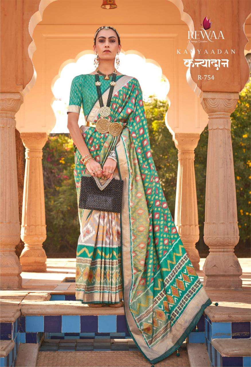 KANYADAN BY REWAA 743 TO 754 SERIES PATOLA SILK DESIGNER SAREES