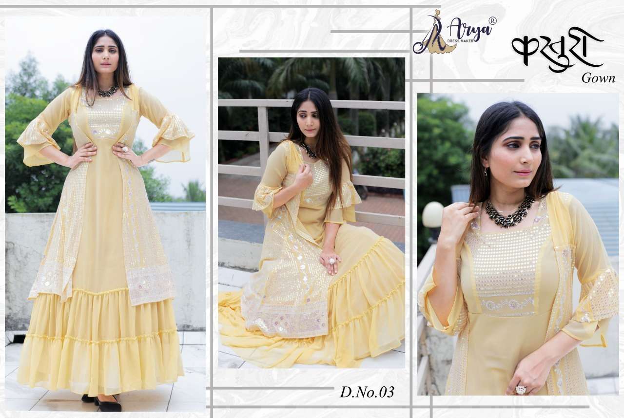 KASTURI GOWN BY ARYA DRESS MAKER 01 TO 06 SERIES GEORGETTE THREAD SEQUENCE GOWNS