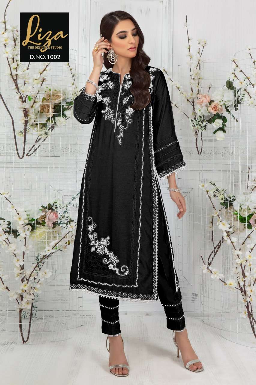 LIZA-1002 HIT DESIGN BY AQSAWHOLESALE PURE GEORGETTE EMBROIDERY STITCHED DRESS