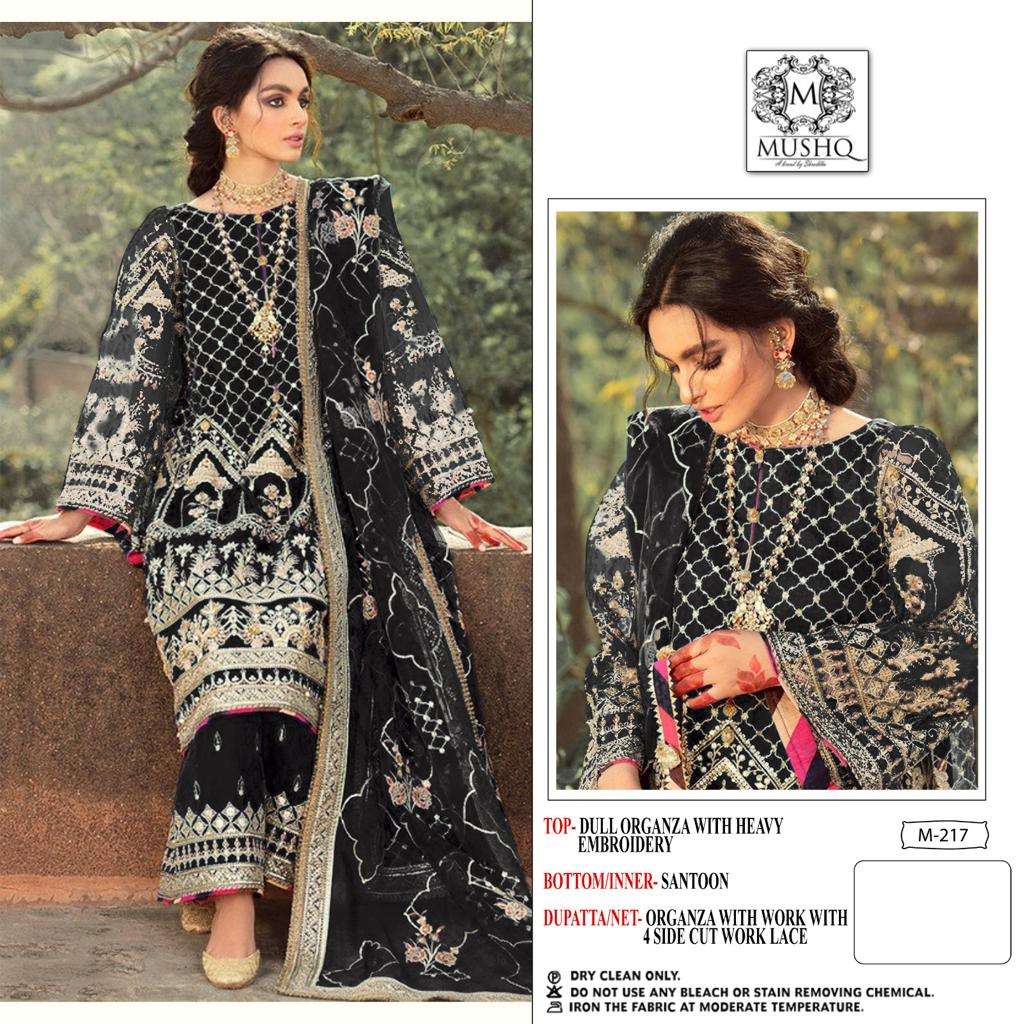 M-217 HIT DESIGN BY MUSHQ PURE ORGANZA EMBROIDERY  PAKISTANI DRESS