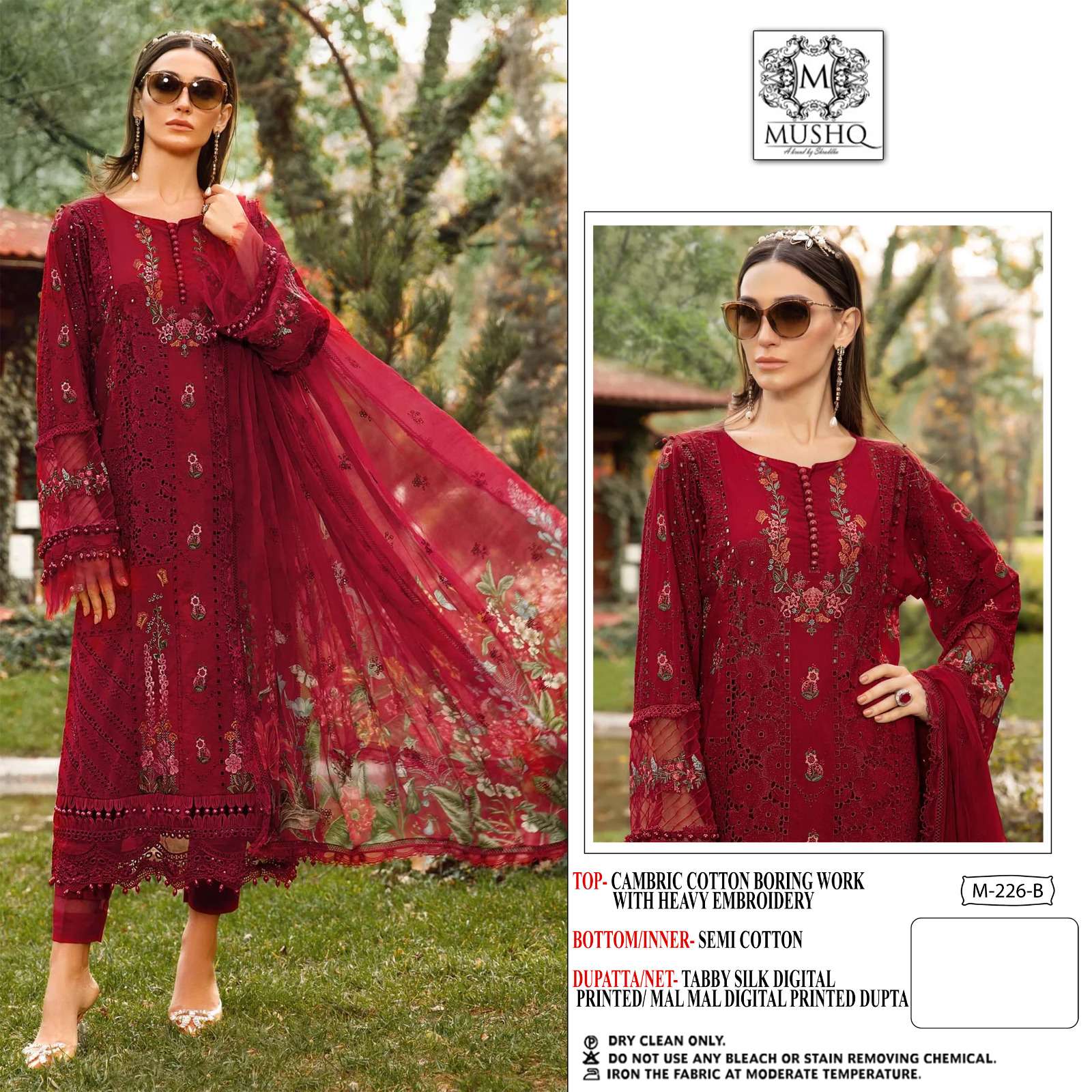 M-219 HIT DESIGN BY MUSHQ PURE COTTON EMBROIDERY PAKISTANI DRESS