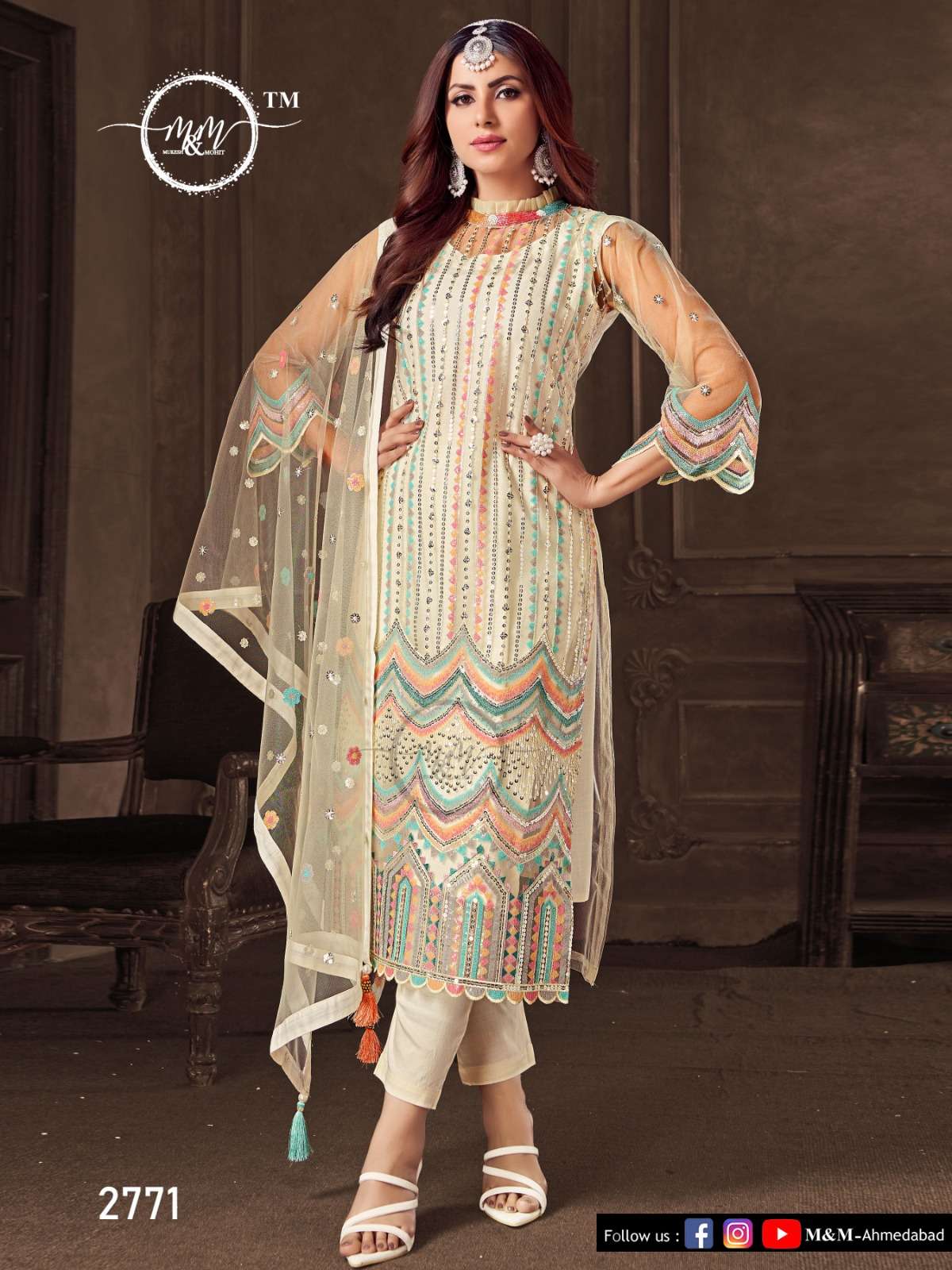 M&M 2771 HIT DESIGN BY M&M HEAVY WORK STITCHED PAKISTANI DRESS