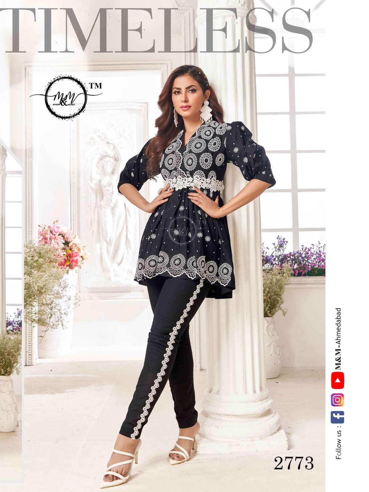 M&M 2773 HIT DESIGN BY M&M PURE COTTON CHIKAN WORK STITCHED TUNIC