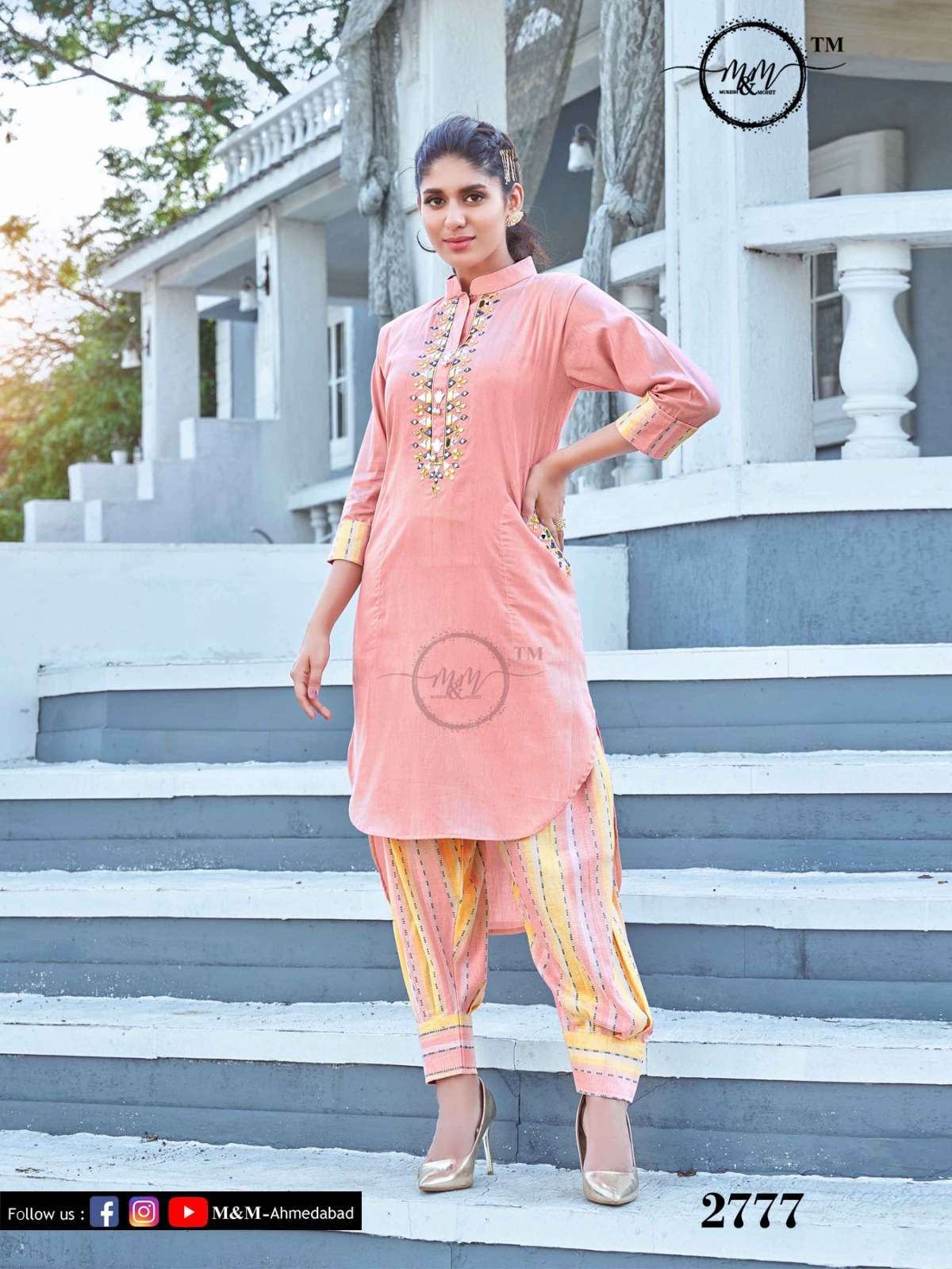 M&M 2777 HIT DESIGN BY M&M PURE COTTON WORK KURTI & AFGHANI PANT