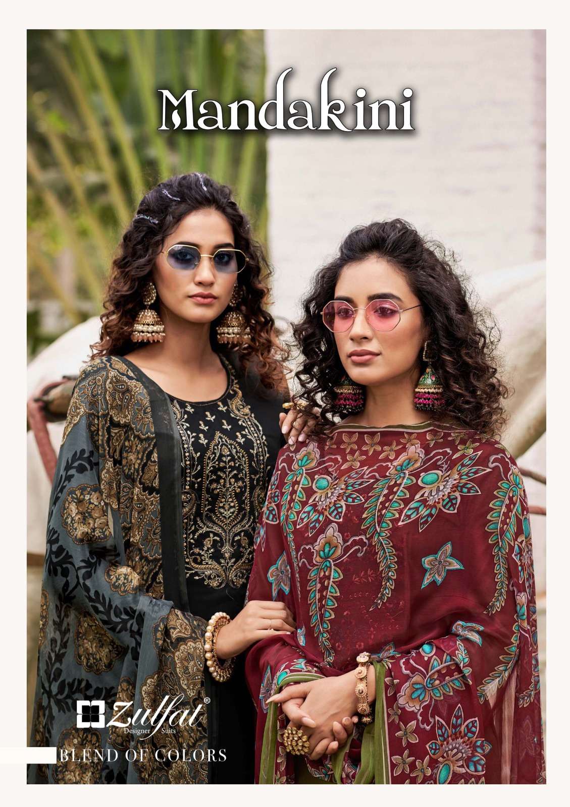 MANDAKINI BY ZULFAT 492-001 TO 492-010 SERIES COTTON PRINT EMBROIDERY DRESSES