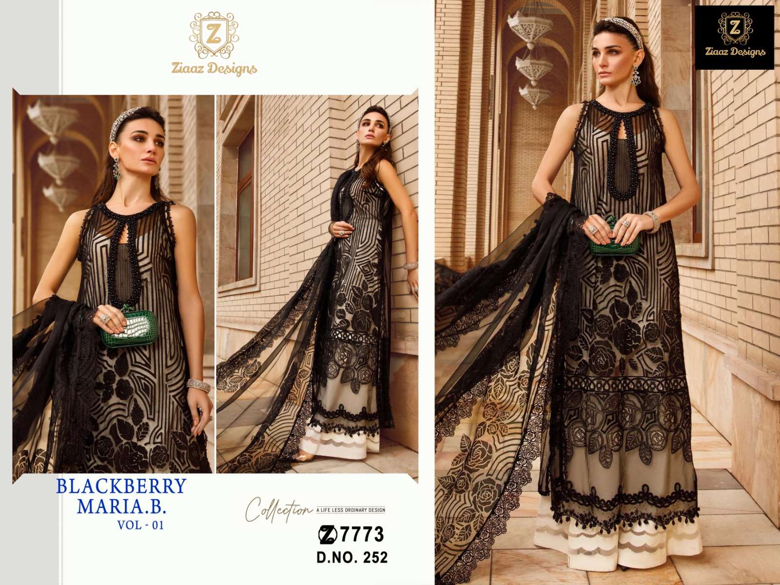 MARIA.B BLACKBERRY BY ZIAAZ DESIGNS EMBROIDERY WORK PAKISTANI DRESS