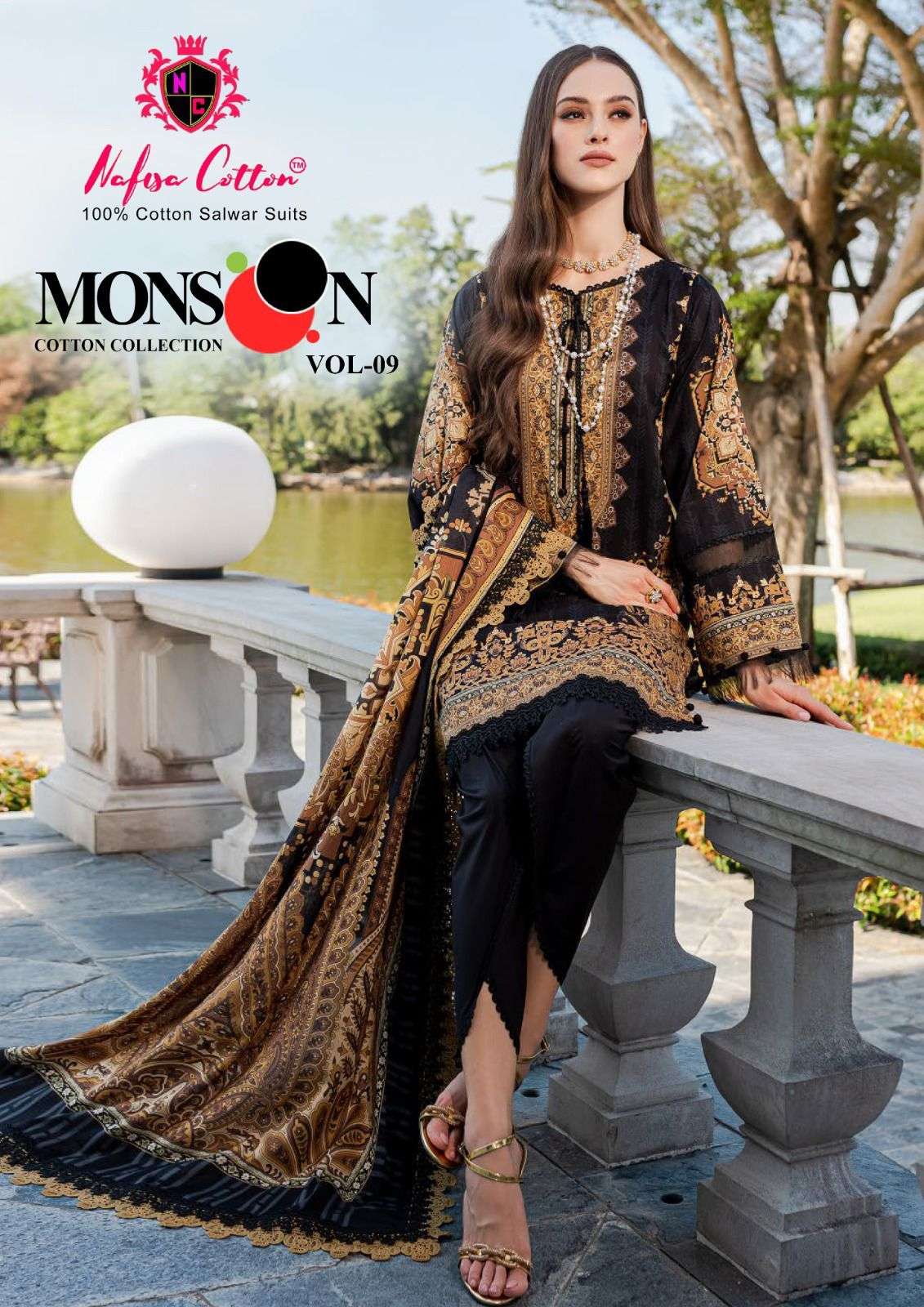 MONSOON COTTON COLLECTION VOL-9 BY NAFISA COTTON 9001 TO 9006 SERIES COTTON PRINT DRESSES