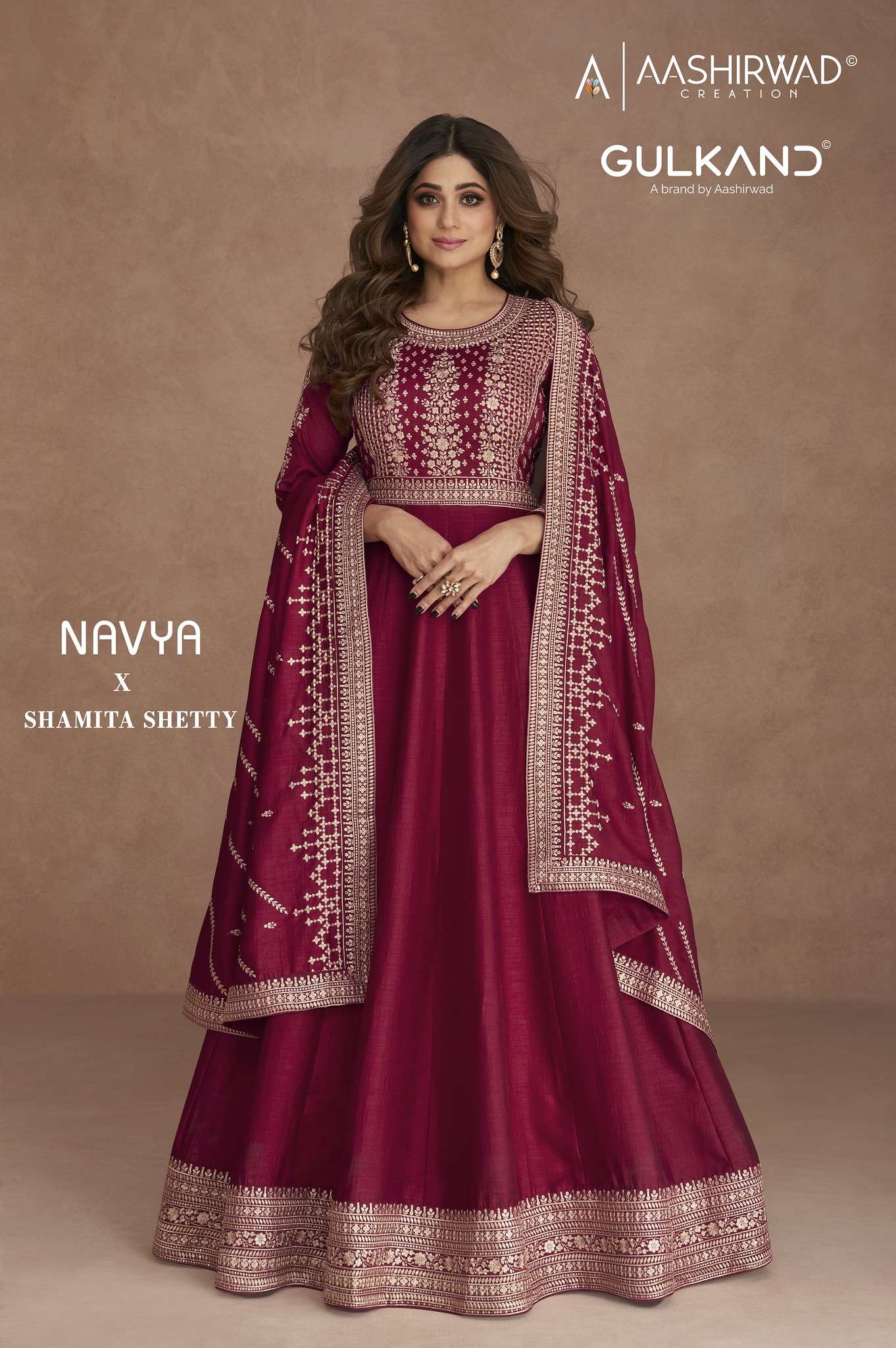 NAVYA BY AASHIRWAD CREATION 9517 TO 9521 SERIES SILK EMBROIDERY WORK ANARKALI DRESSES