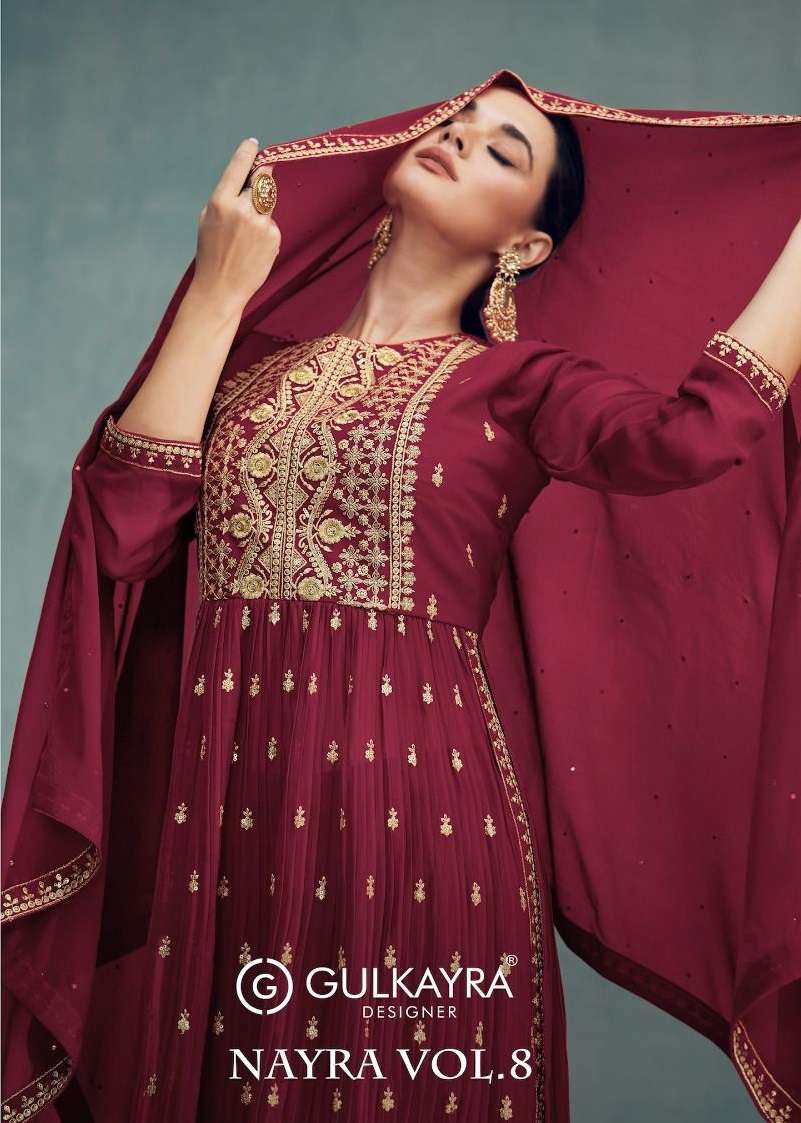 NAYRA VOL-8 BY GULKAYRA 7208-A TO 7208-E SERIES BLOOMING GEORGETTE EMBROIDERY DRESSES