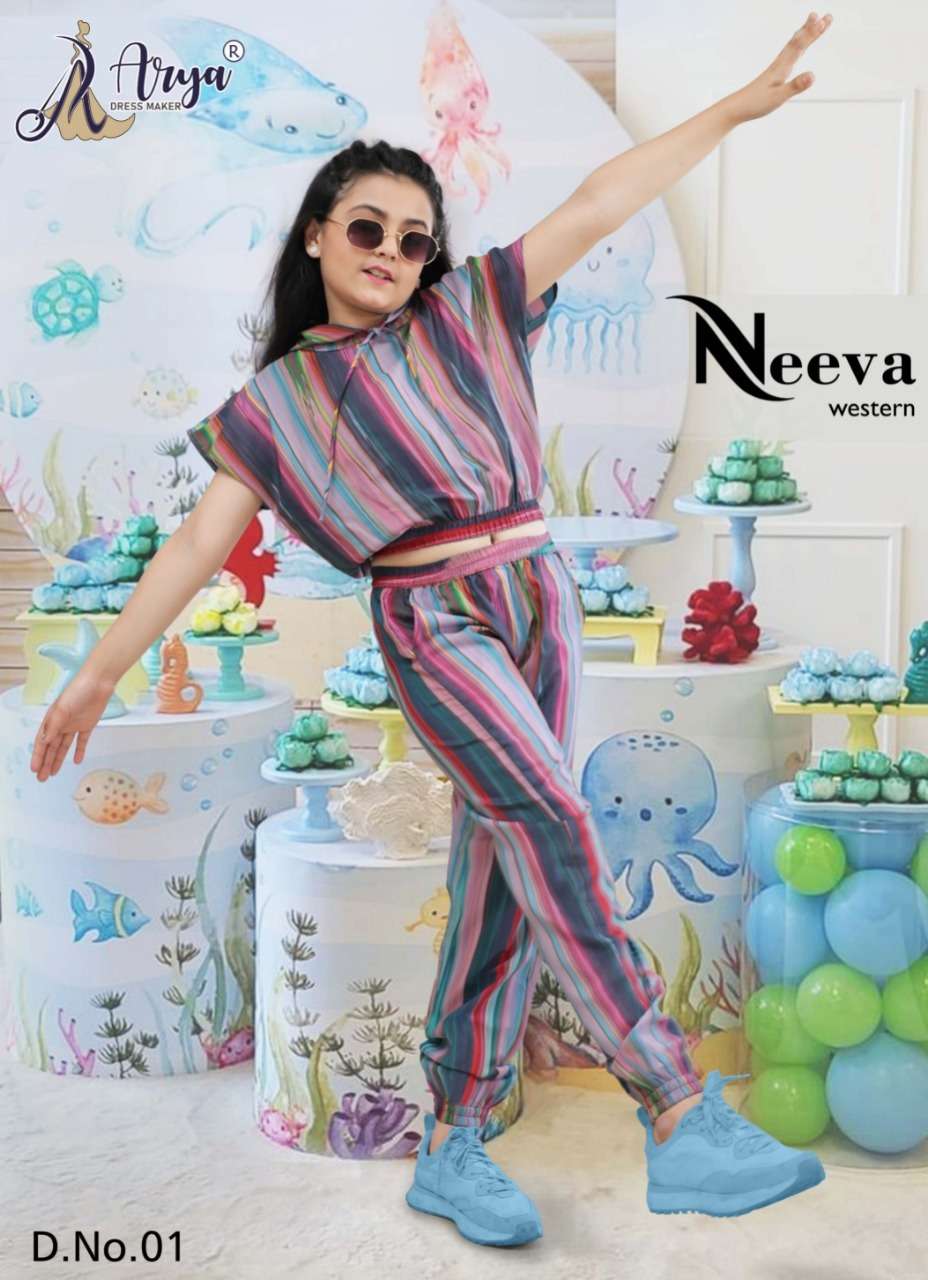 NEEVA WESTERN BY ARYA DRESS MAKER 01 TO 06 SERIES POLI RAYON PRINT KIDS TUNICS