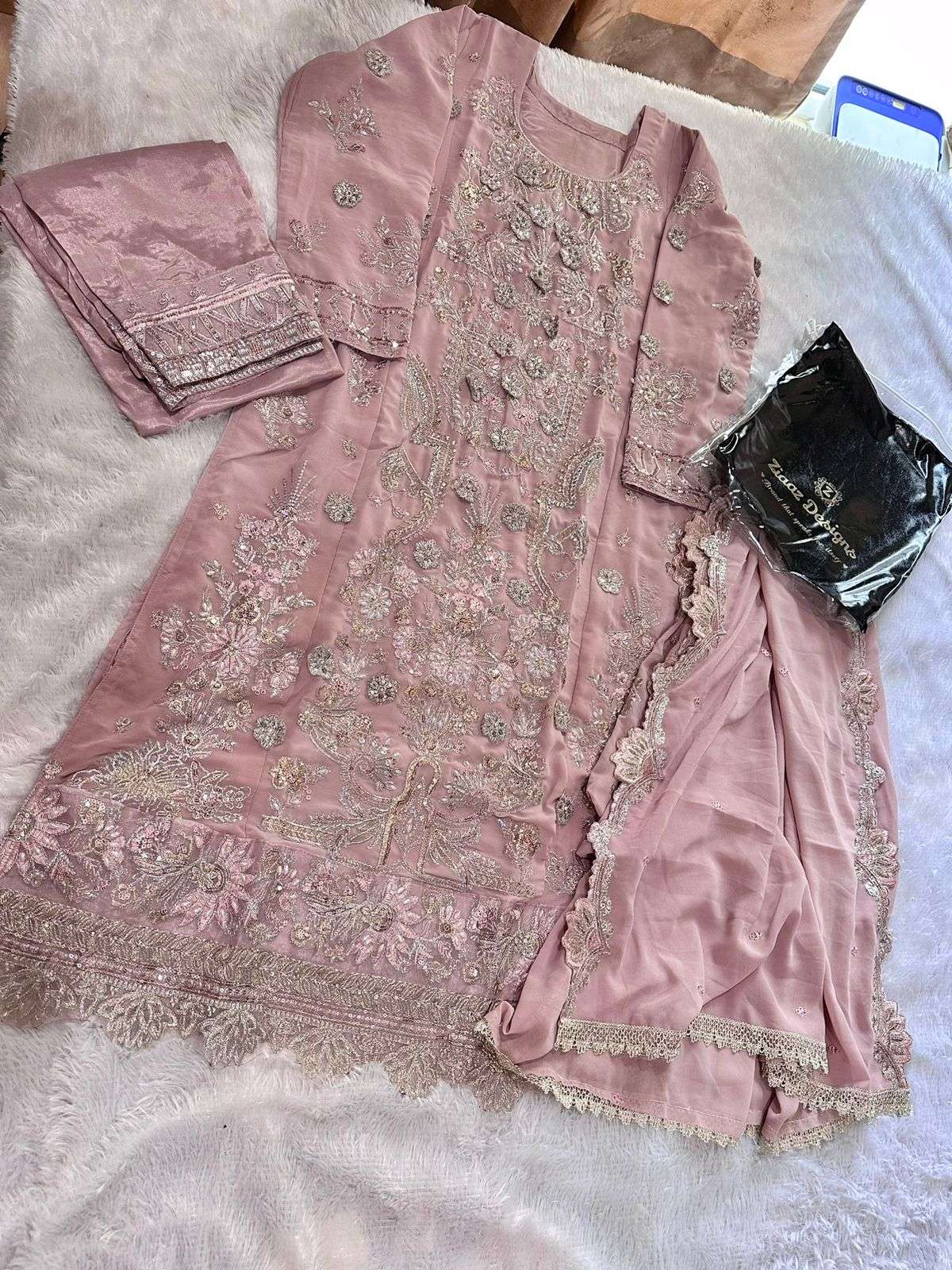 NOOR BLUSH 266 HIT DESIGN BY ZIAAZ DESIGNS GEORGETTE EMBROIDERY PAKISTANI DRESS