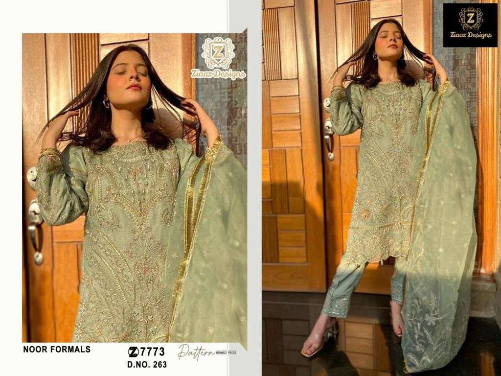 NOOR FORMAL 263 HIT DESIGN BY ZIAAZ DESIGNS ORGANZA EMBROIDERY PAKISTANI DRESS