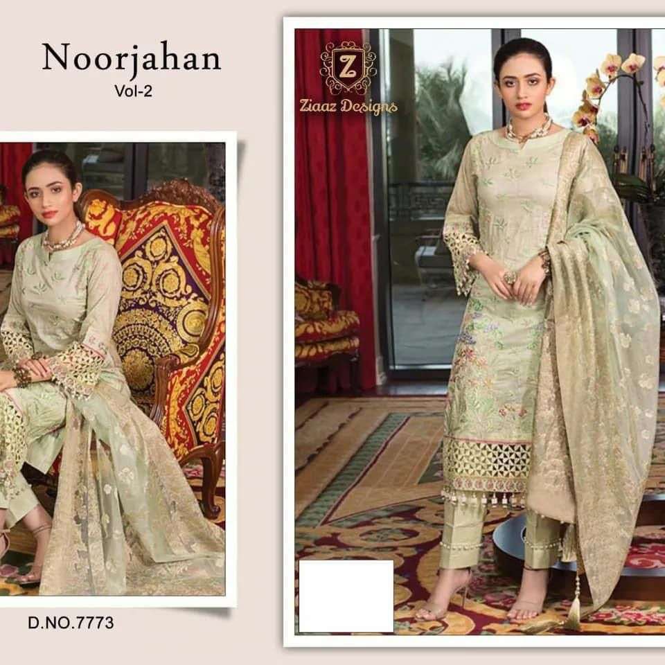 NOOR JAHAN VOL-2 BY ZIAAZ DESIGNS CAMBRIC COTTON EMBROIDERY PAKISTANI DRESS