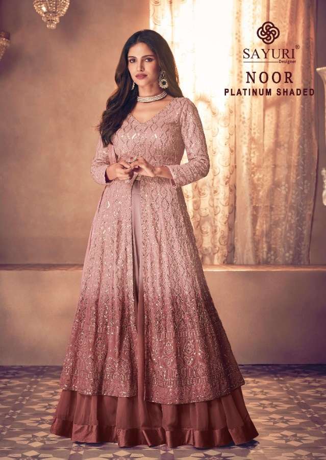 NOOR PLATINUM SHADED BY SAYURI 123-K TO 123-N SERIES GEORGETTE WORK STITCHED DRESSES