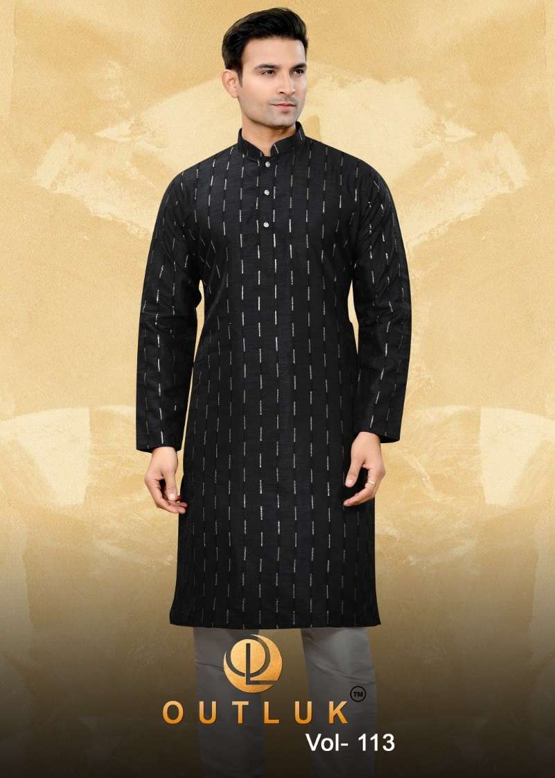 OUTLUK VOL-13 BY OUTLUK 113001 TO 113006 SERIES ART SILK WORK STITCHED MENS KURTA PAJAMA