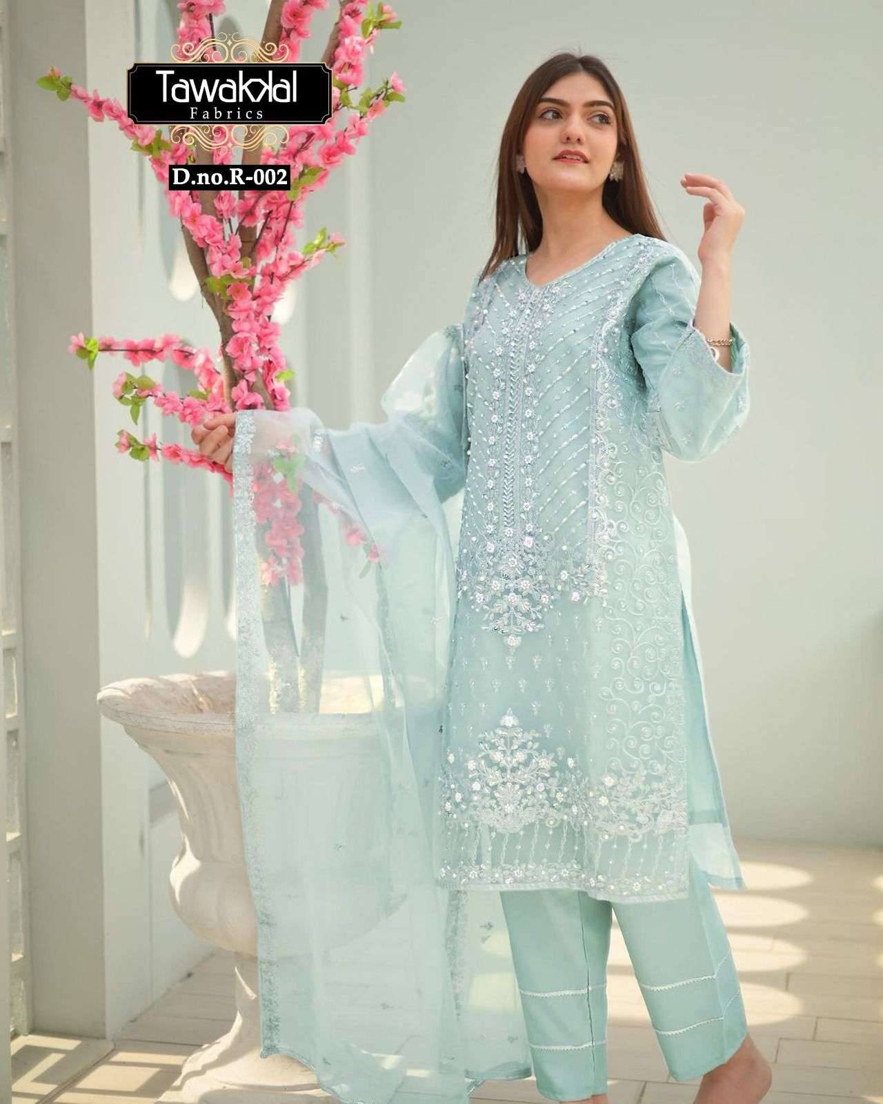 R-002 COLOURS BY TAWAKKAL FABRICS ORGANZA HEAVY EMROIDERY PAKISTANI DRESSES