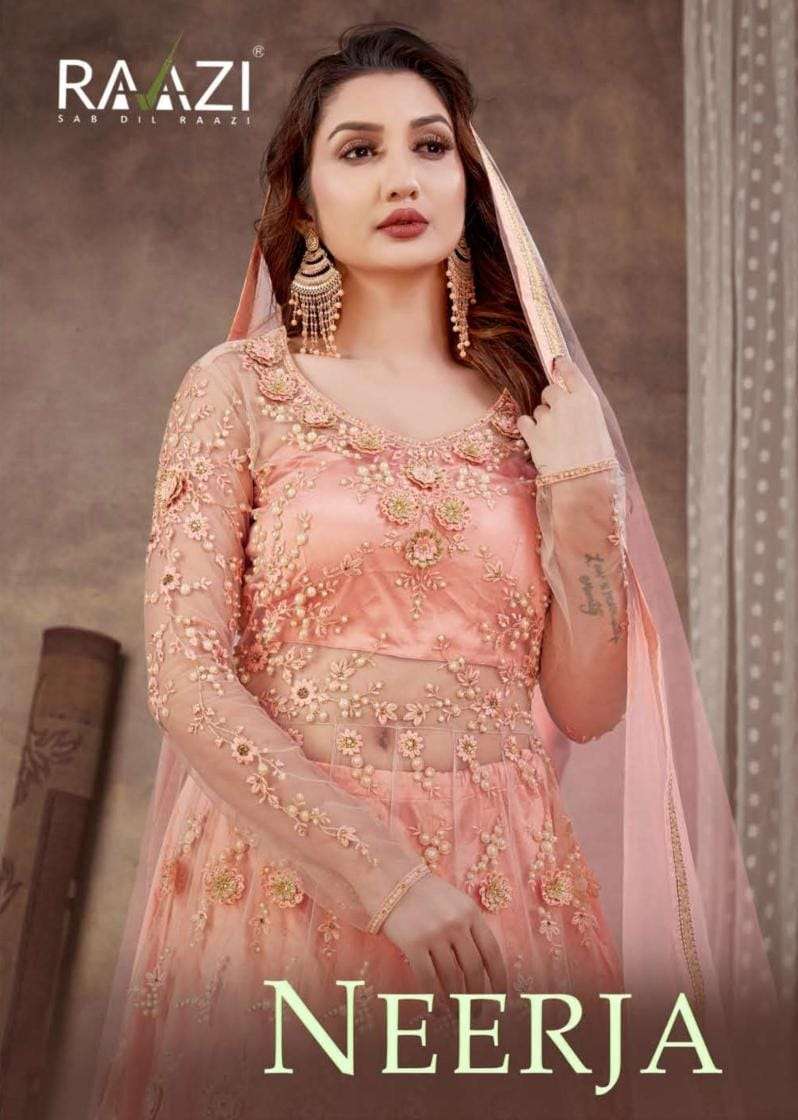 RAAZI-NEERJA BY RAMA FASHION 10062 TO 10069 SREIES SOFT NET EMBROIDERY WITH HAND WORK DRESSES