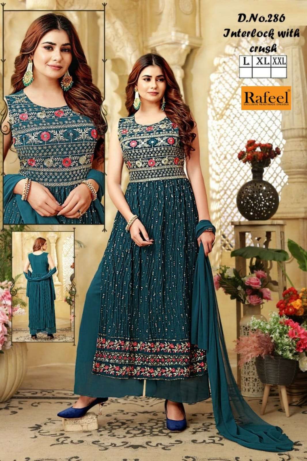 RAFEEL NAYRA VOL-2 BY AQSAWHOLESALE GEORGETTE CRUSH HEAVY WORK STITCHED DRESSES