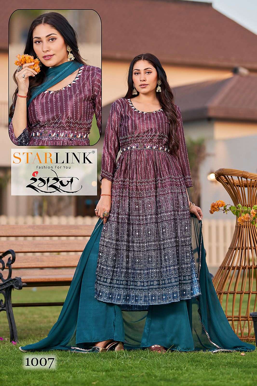 RANGREZ BY STARLINK 1001 TO 1008 SERIES CHINON HAND WORK STITCHED DRESSES