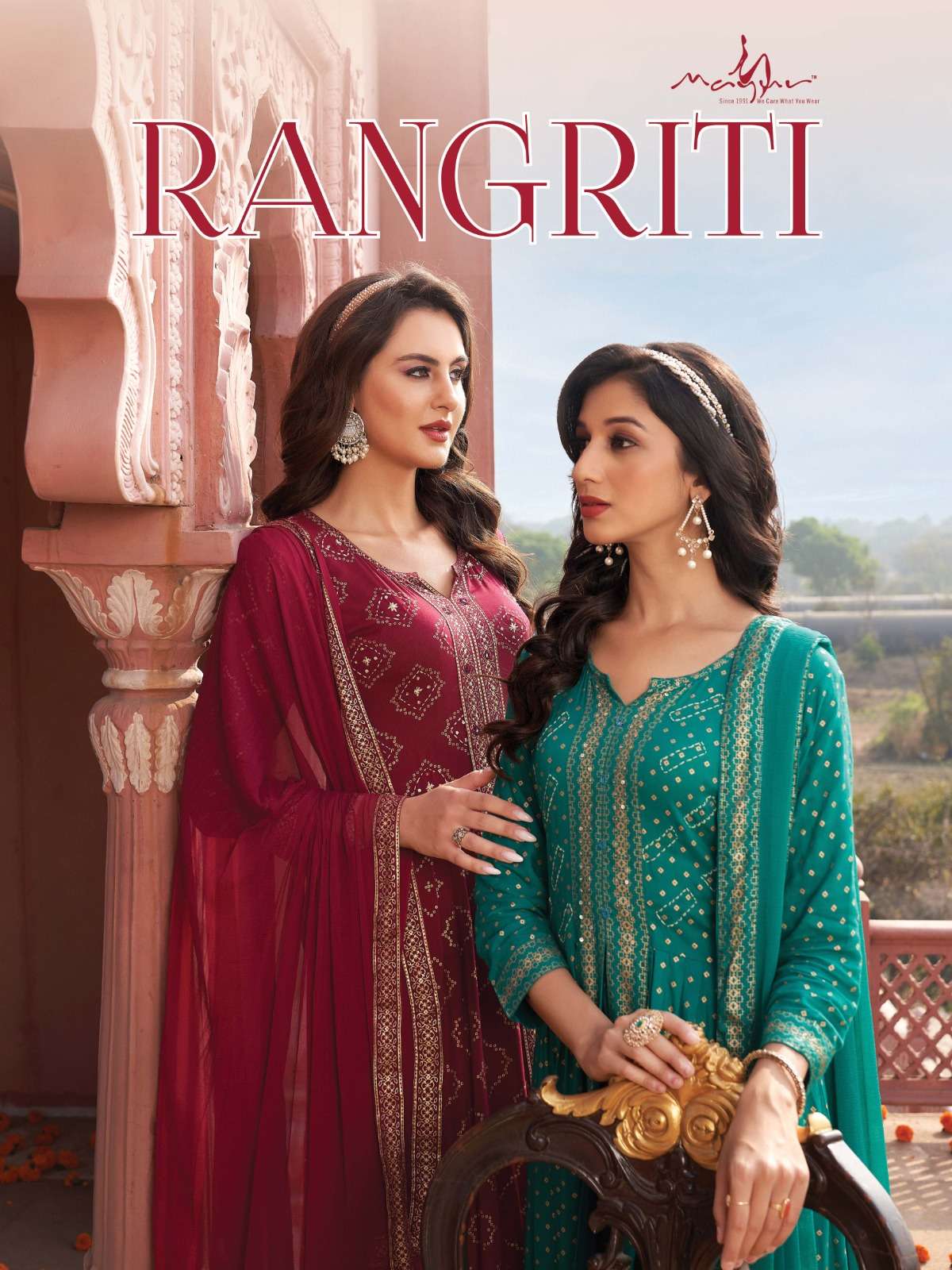 RANGRITI BY MAYUR 01 TO 06 SERIES RAYON FOIL HAND WORK STITCHED DRESSES