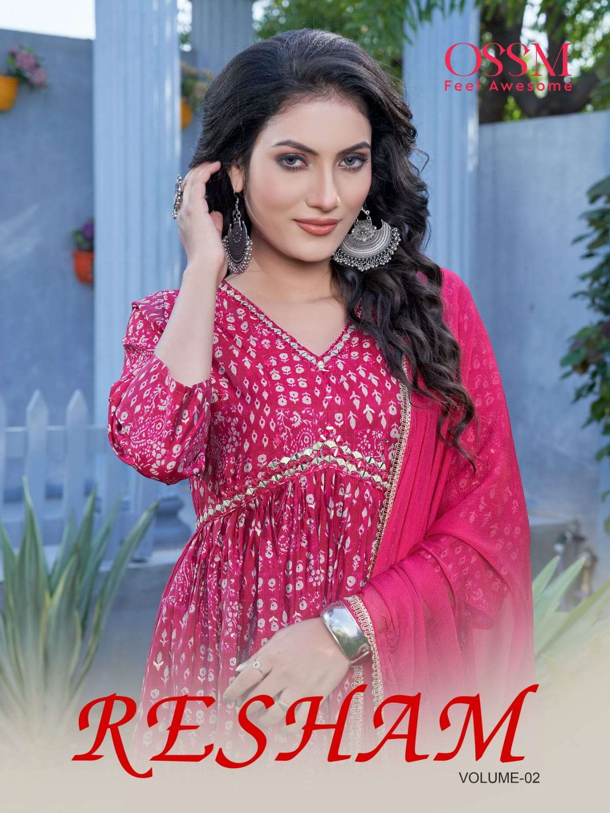 RESHAM VOL-2 BY OSSM 201 TO 206 SERIES CHANDERI MODAL EMBROIDERY STITCHED DRESSES