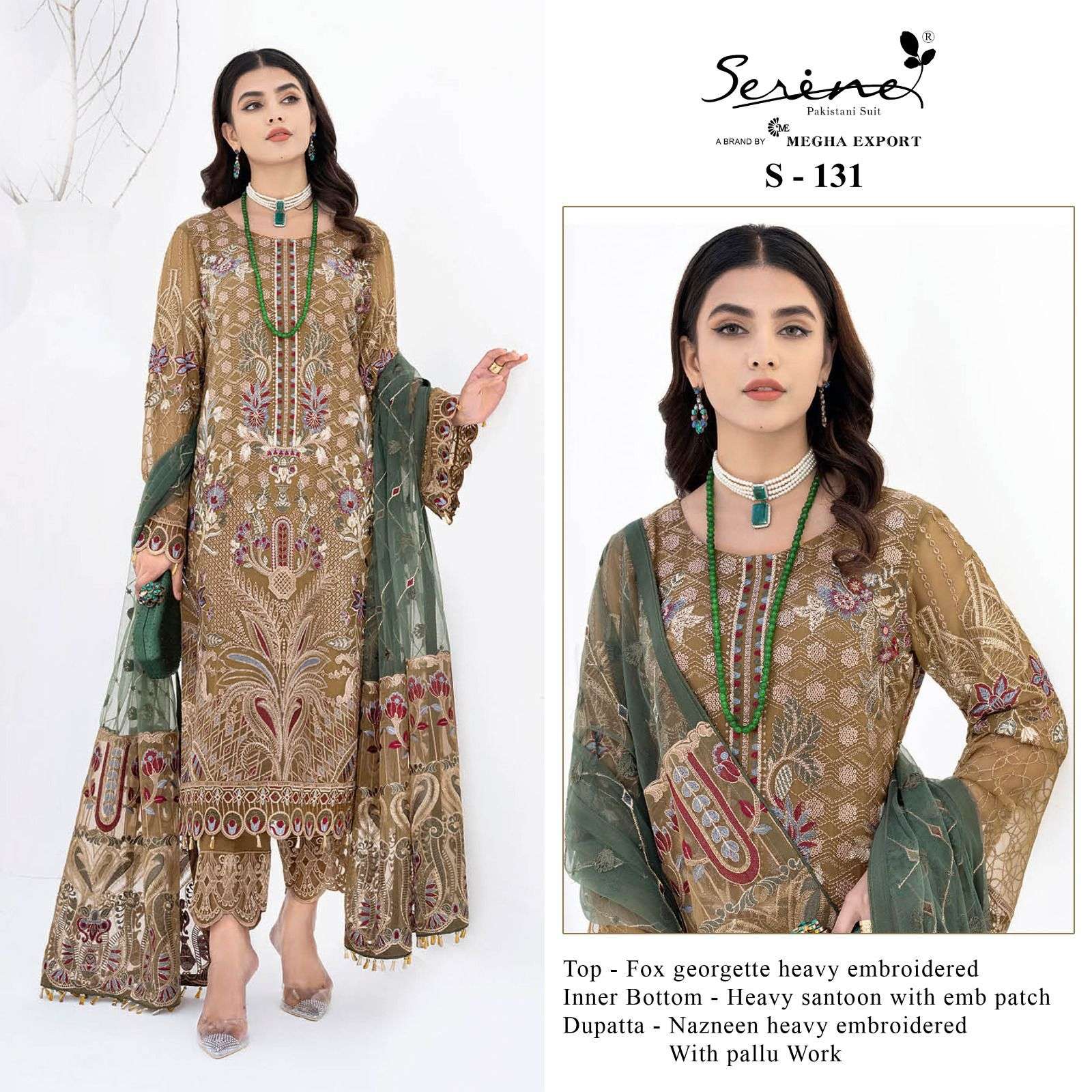 S-131 HIT DESIGN BY SERINE FAUX GEORGETTE EMBROIDERY PAKISTANI DRESS