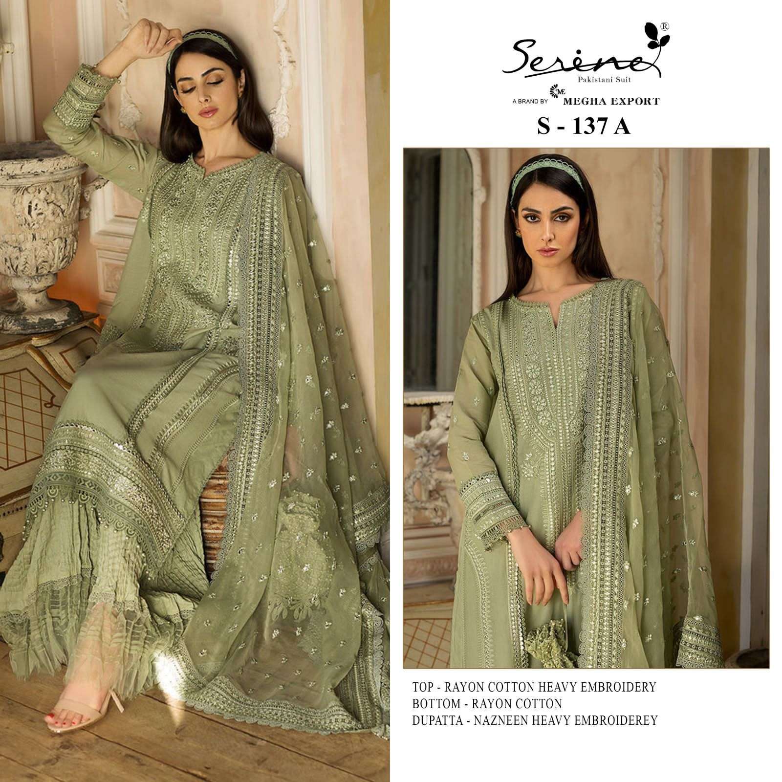 S-137 COLOURS BY SERINE 137-A TO 137-D SERIES RAYON EMBROIDERY PAKISTANI DRESSES