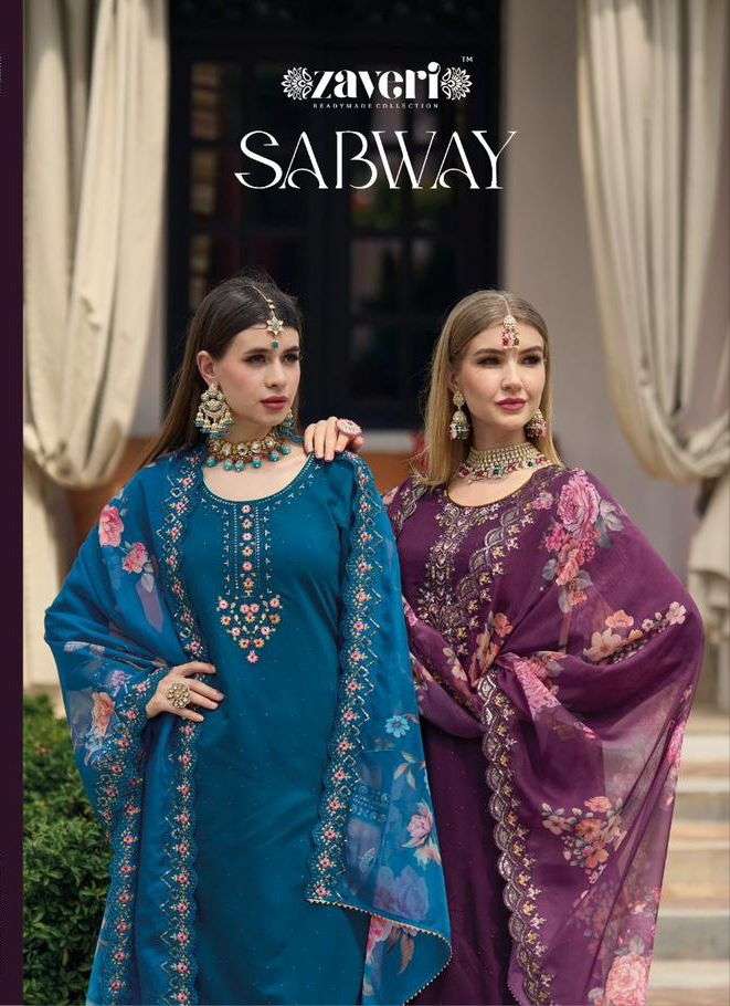 SABWAY BY ZAVERI 1555 TO 1558 SERIES VISCOSE SILK EMBROIDERY STITCHED DRESSES