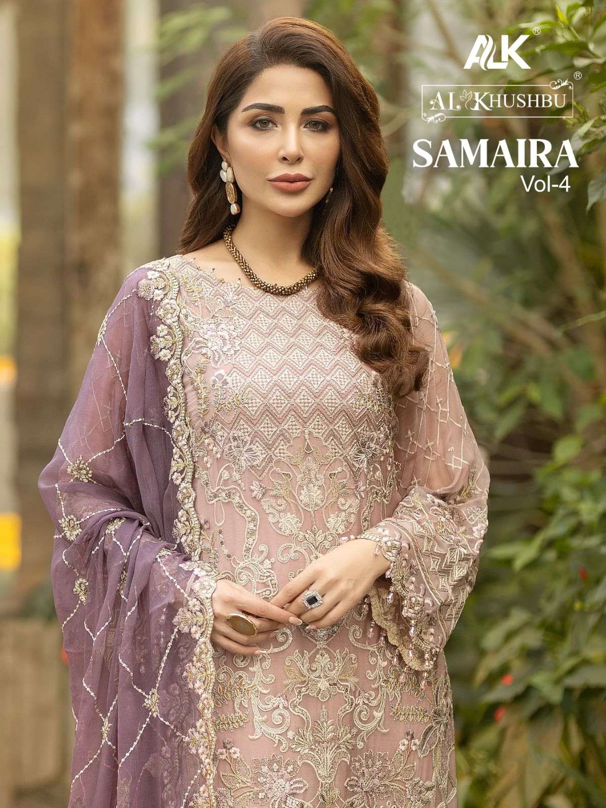 SAMAIRA VOL-4 BY AL KHUSHBU 4047 TO 4049 SERIES GEORGETTE EMBROIDERY PAKISTANI DRESSES