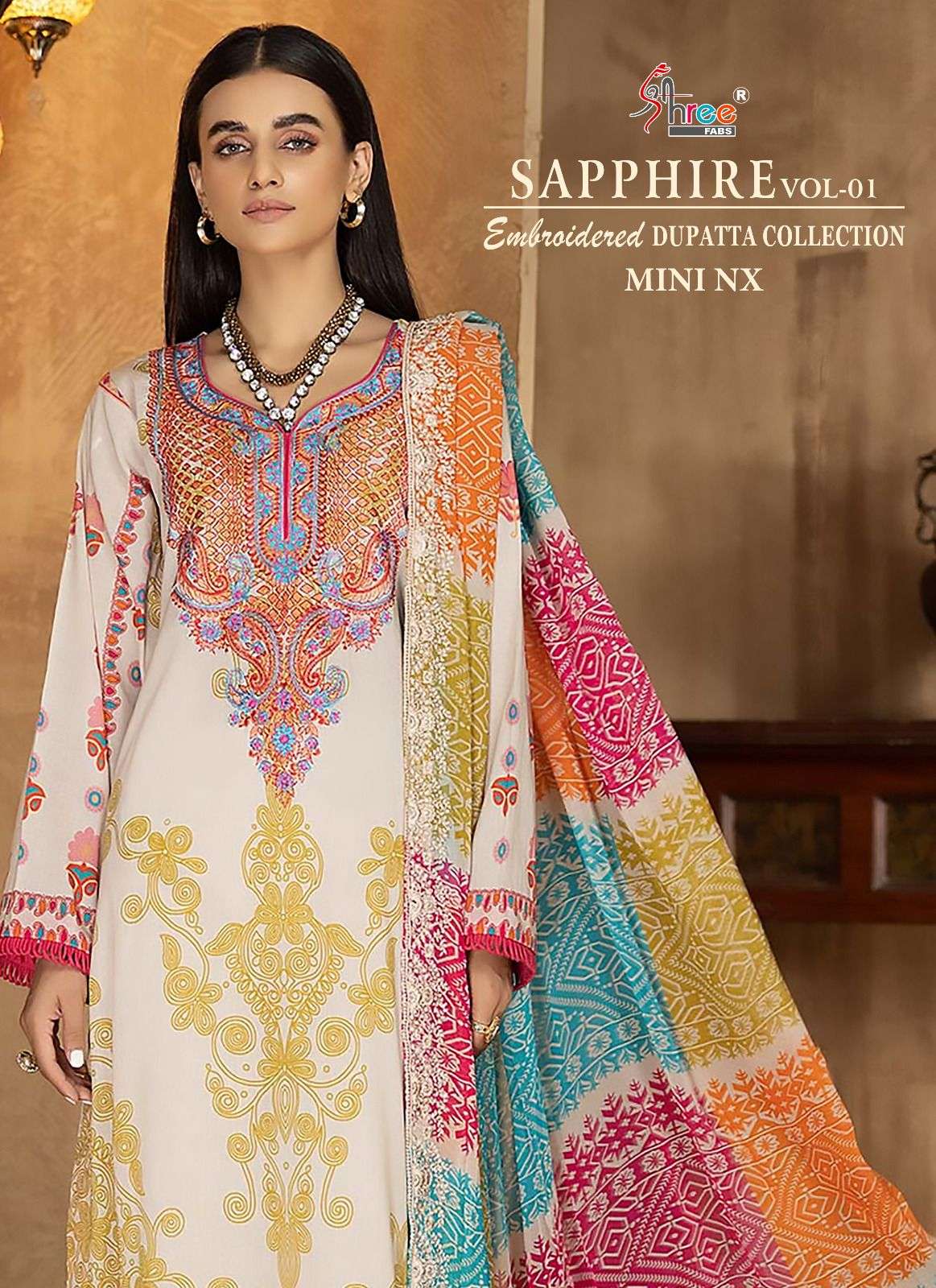 SAPPHIRE VOL-1 MINI NX BY SHREE FABS 2555 TO 2558 SERIES COTTON EMBROIDERY PAKISTANI DRESSES