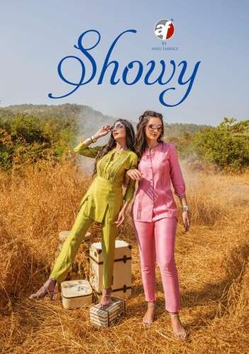 SHOWY BY ANJU FABRICS 2801 TO 2806 SERIES VISCOSE WORK STITCHED TOP & PANTS