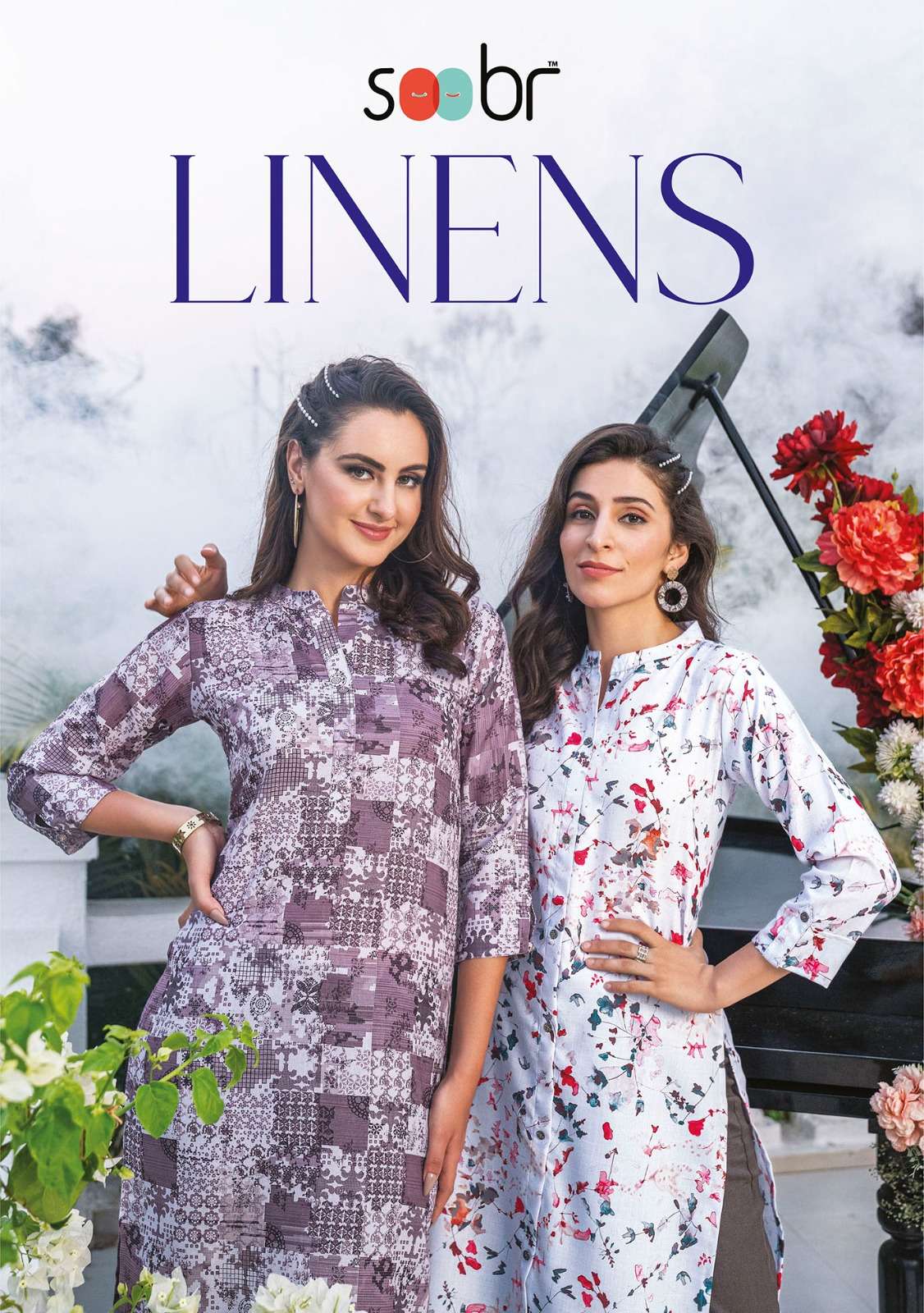 SOOBR LINENS BY AQSAWHOLESALE 101 TO 105 SERIES LINEN COTTON PRINT KURTIS