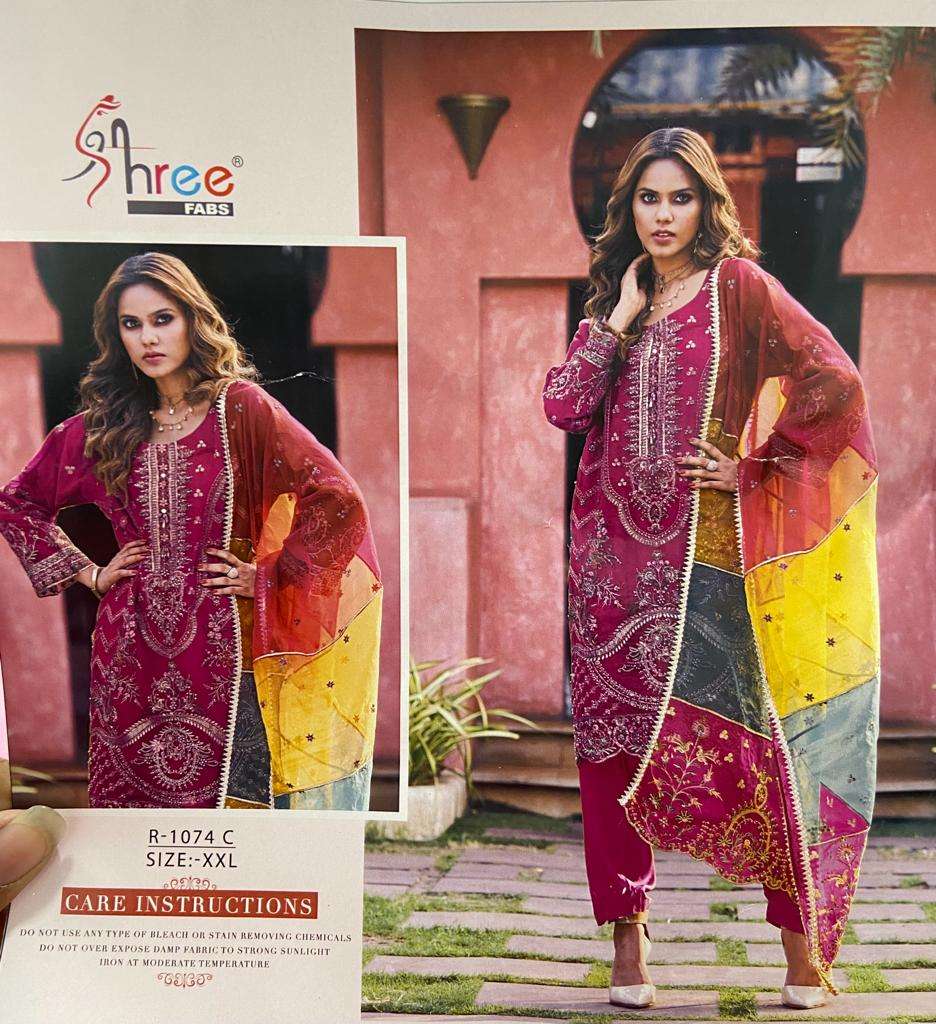 SR-1074 HIT DESIGN BY SHREE FABS PURE ORGANZA EMBROIDERY STITCHED PAKISTANI DRESS