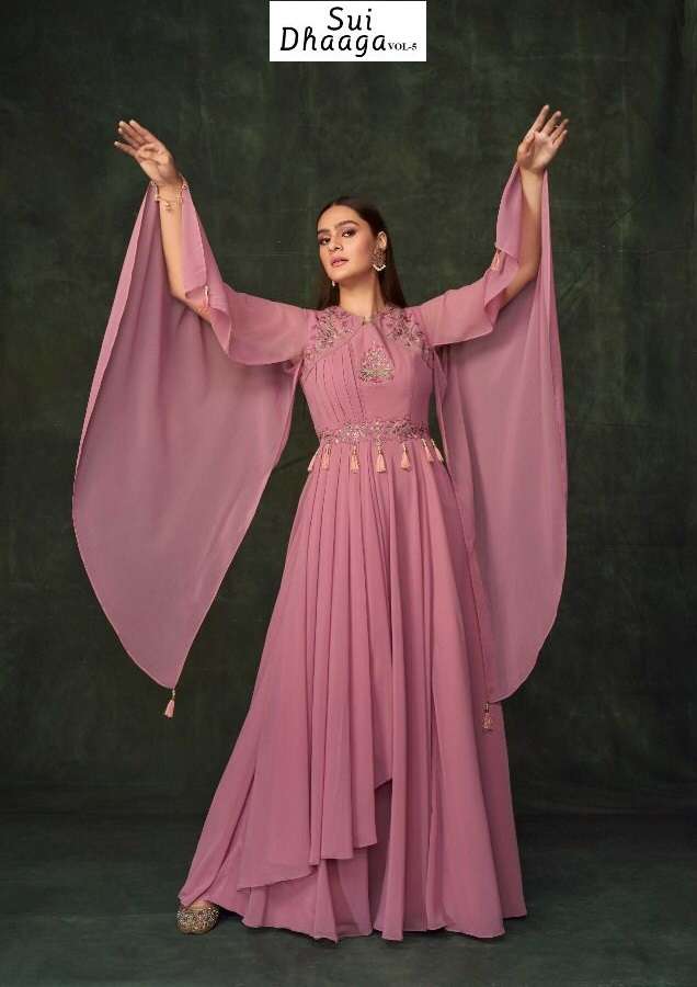 SUI DHAAGA VOL-5 BY VAMIKA 18033 TO 18040 SERIES GEORGETTE EMBROIDERY WORK GOWNS