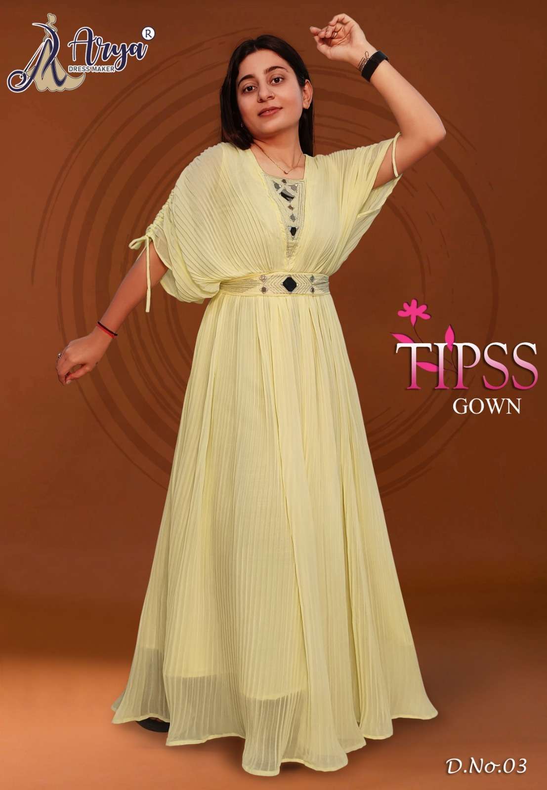 TIPSS BY ARYA DRESS MAKER 01 TO 06 SERIES GEORGETTE CRUSH WORK GOWNS