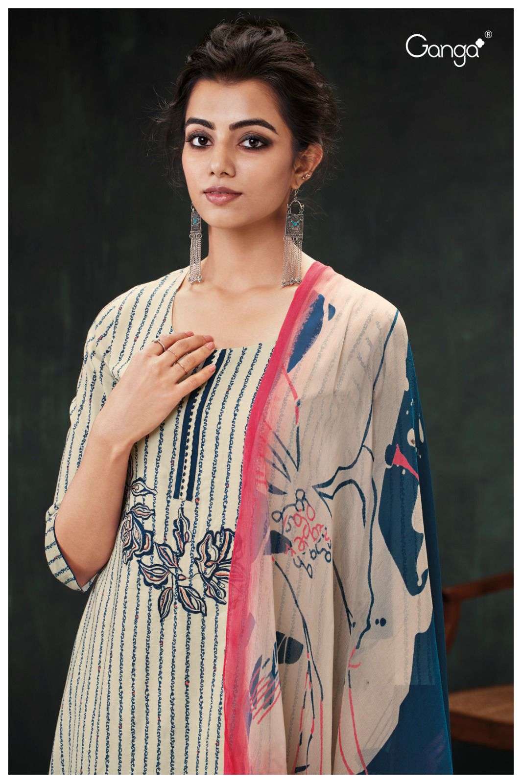 WAIDA BY GANGA FASHIONS 1652-A TO 1652-B SERIES COTTON PRINT EMBROIDERY DRESSES