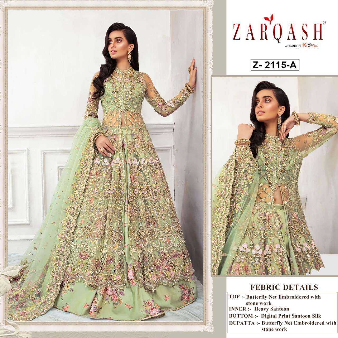 Z-2115 COLOURS BY ZARQASH 2115-A TO 2115-D SERIES BUTTERFLY NET EMBROIDERY PAKISTANI DRESSES