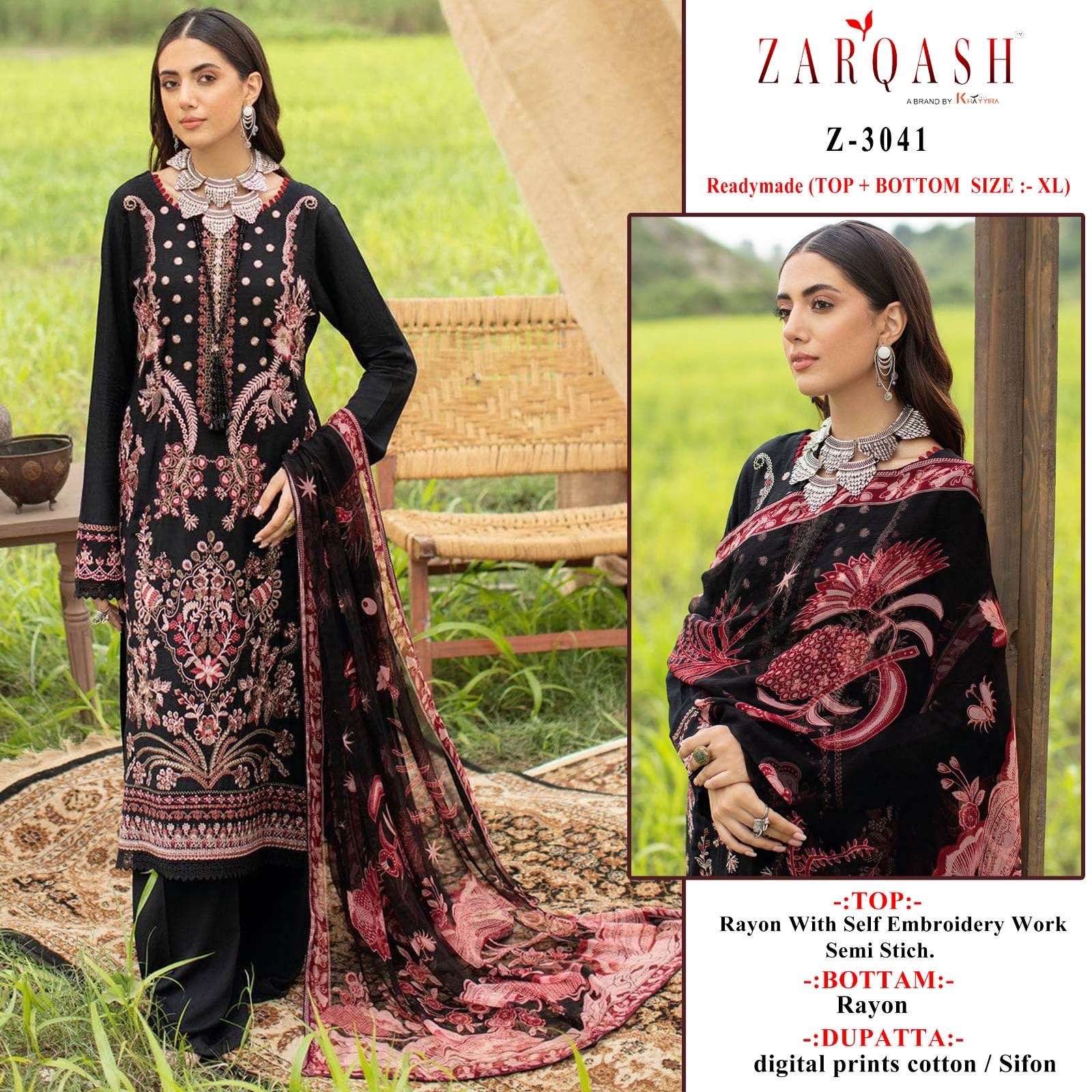 Z-3041 HIT DESIGN BY ZARQASH RAYON EMBROIDERY WORK PAKISTANI DRESS