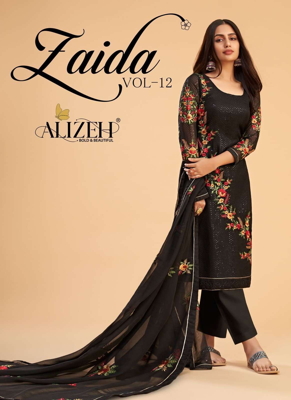 ZAIDA VOL-12 BY ALIZEH 2053-A TO 2053-D SERIES GEORGETTE SEQUENCE EMBROIDERY DRESSES