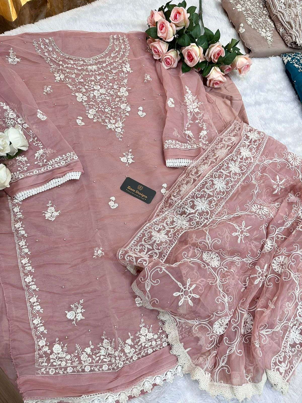 ZIAAZ 191 COLOURS BY ZIAAZ DESIGNS ORGANZA EMBROIDERY HANDWORK PAKISTANI DRESSES