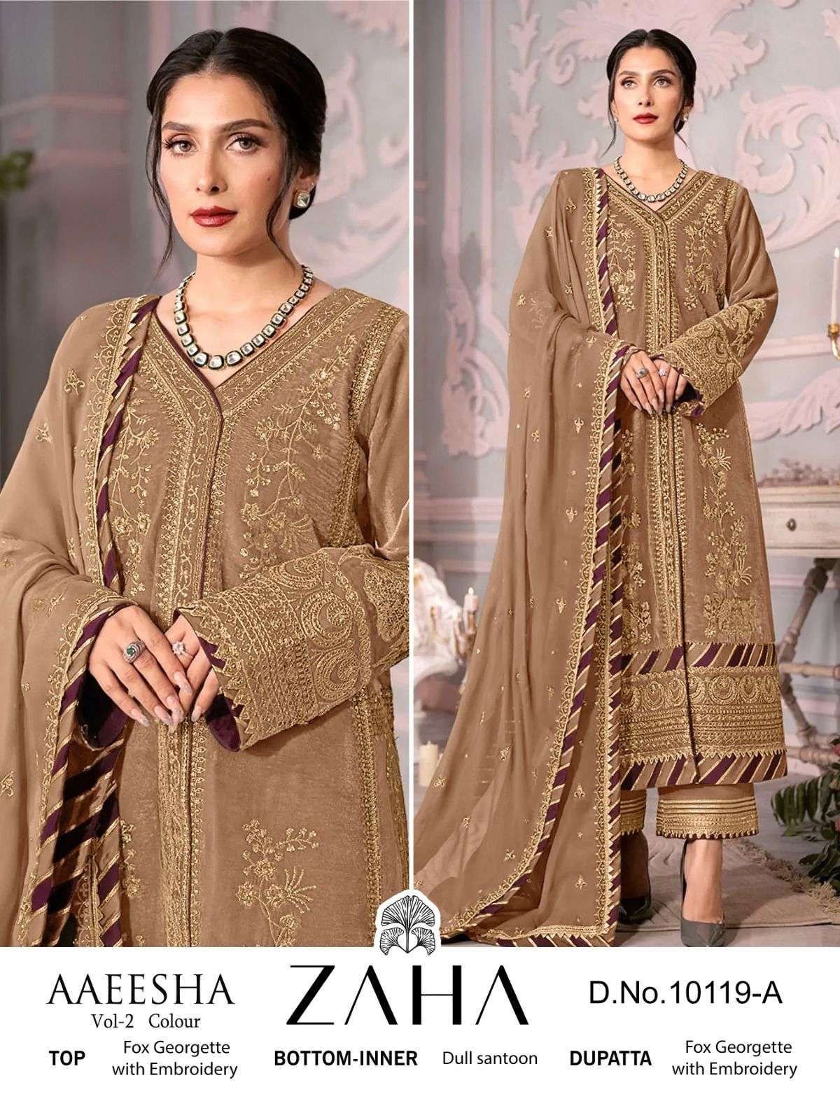 AAESSHA 10119 COLOURS BY ZAHA 10119-A TO 10119-D SERIES FAUX GEORGETTE WORK DRESSES