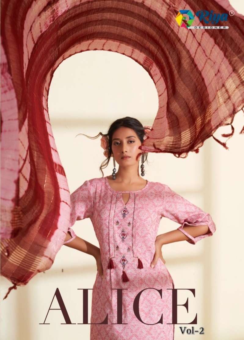 ALICE VOL-2 BY RIYA DESIGNER 201 TO 205 SERIES SOFT COTTON EMBRODIERY STITCHED DRESSES