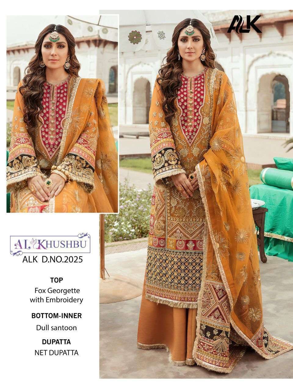 ALK-2025 HIT DESIGN BY AL KHUSHBU GEORGETTE EMBRODIERY WORK PAKISTANI DRESS