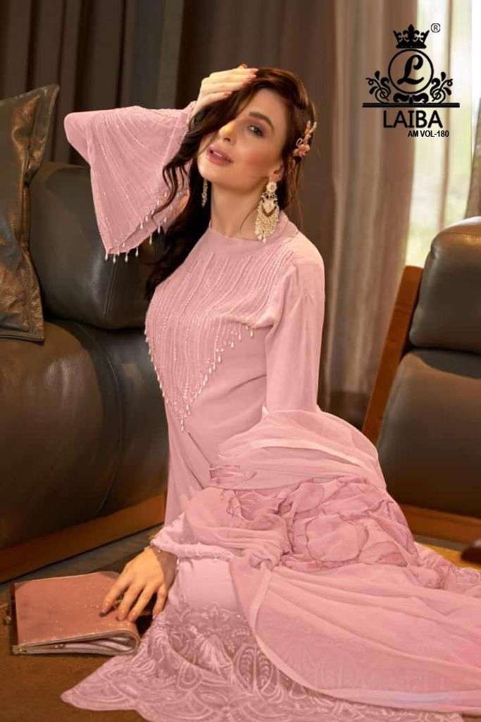 AM VOL-180 BY LAIBA PURE GEORGETTE EMBRODIERY WORK STITCHED PAKISTANI DRESSES