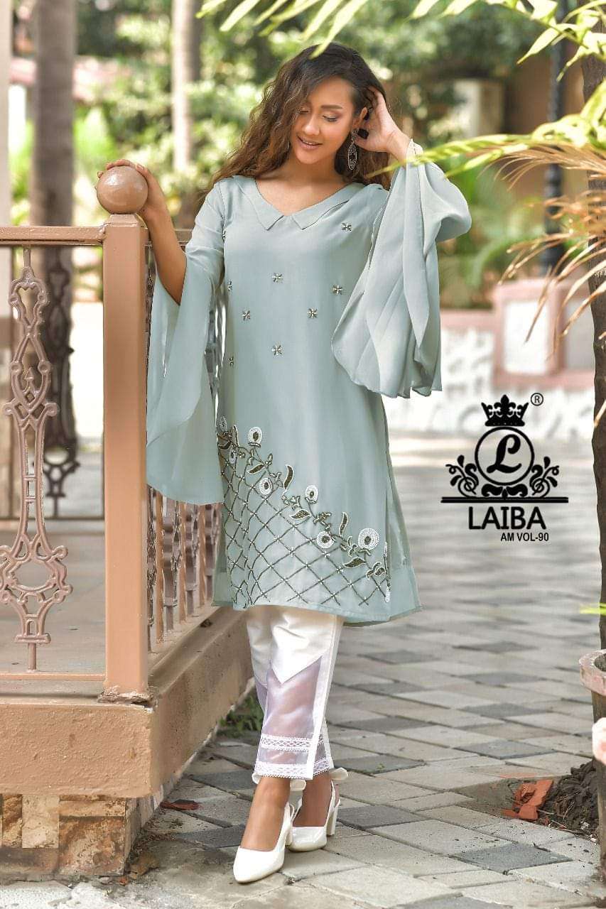 AM VOL-90 BY LAIBA PURE GEORGETTE EMBROIDERY WORK STITCHED PAKISTANI DRESSES