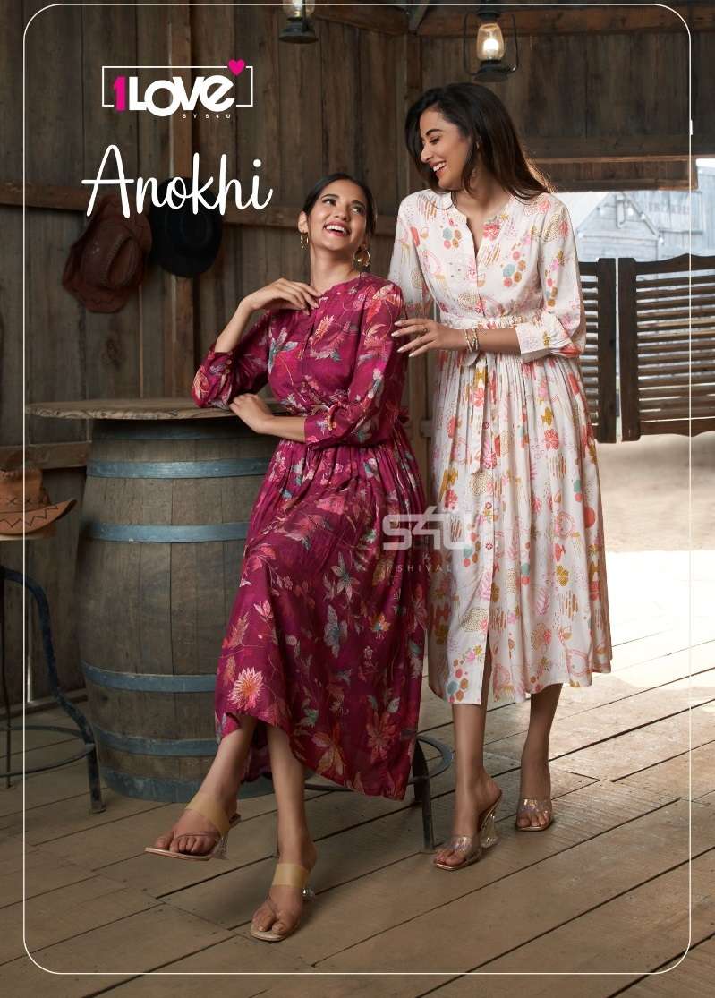 ANOKHI BY 1LOVE 01 TO 06 SERIES RAYON COTTON PRINT HAND WORK LONG KURTIS